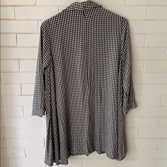 Zara Black white checked long top appliqués - Picture 3 of 4